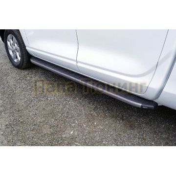 Пороги алюминиевые с пластиковой накладкой (карбон серые) 2020 мм ТСС для Great Wall POER KINGKONG 2023-