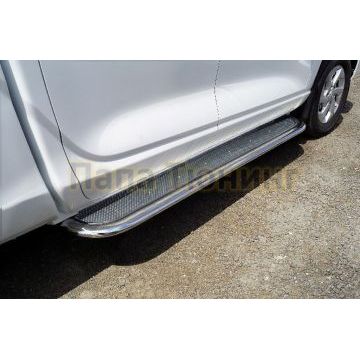 Пороги с площадкой (нерж. лист) 75х42 мм ТСС для Great Wall POER KINGKONG 2023-