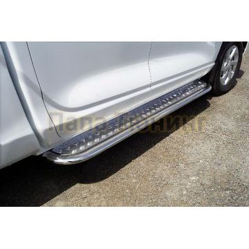 Пороги с площадкой 75х42 мм ТСС для Great Wall POER KINGKONG 2023-