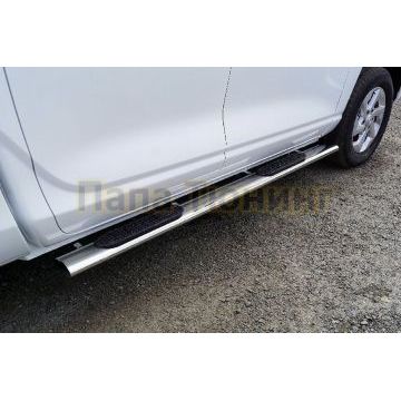 Пороги овальные с накладкой 120х60 мм ТСС для Great Wall POER KINGKONG 2023-