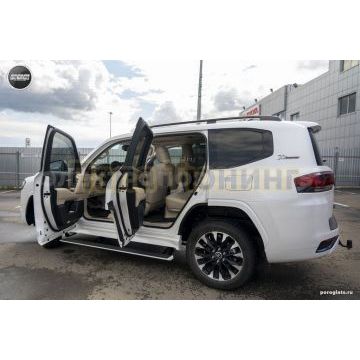 Пороги выдвижные электрические ОЕМ для Toyota Land Cruiser 300 white 2023-