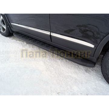 Пороги алюминиевые с пластиковой накладкой (карбон черные) 1720 мм ТСС для Haval M6 2023- Пороги алюминиевые с пластиковой накладкой (карбон черные) 1720 мм ТСС для Haval M6 2023-