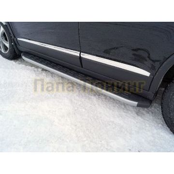 Пороги алюминиевые с пластиковой накладкой (карбон серебро) 1720 мм ТСС для Haval M6 2023- Пороги алюминиевые с пластиковой накладкой (карбон серебро) 1720 мм ТСС для Haval M6 2023-