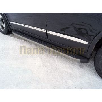 Пороги алюминиевые с пластиковой накладкой (карбон серые) 1720 мм ТСС для Haval M6 2023- Пороги алюминиевые с пластиковой накладкой (карбон серые) 1720 мм ТСС для Haval M6 2023-