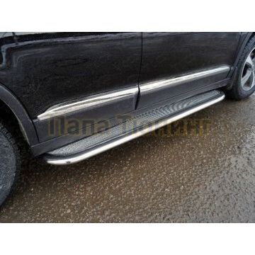 Пороги с площадкой (нерж. лист) 75х42 мм ТСС для Haval M6 2023- Пороги с площадкой (нерж. лист) 75х42 мм ТСС для Haval M6 2023-