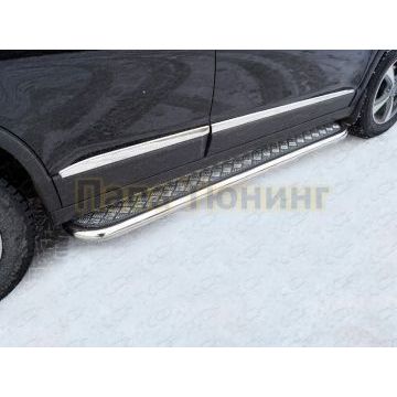 Пороги с площадкой 60,3 мм ТСС для Haval M6 2023- Пороги с площадкой 60,3 мм ТСС для Haval M6 2023-