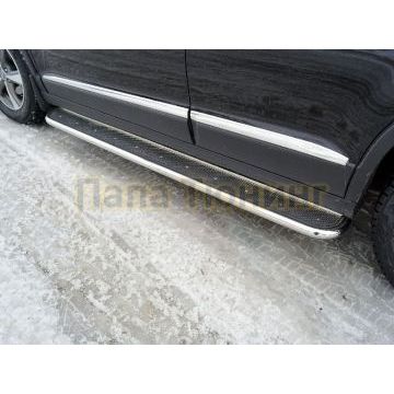 Пороги с площадкой (нерж. лист) 42,4 мм ТСС для Haval M6 2023- Пороги с площадкой (нерж. лист) 42,4 мм ТСС для Haval M6 2023-