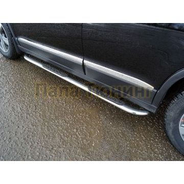 Пороги овальные гнутые с накладкой 75х42 мм ТСС для Haval M6 2023- Пороги овальные гнутые с накладкой 75х42 мм ТСС для Haval M6 2023-