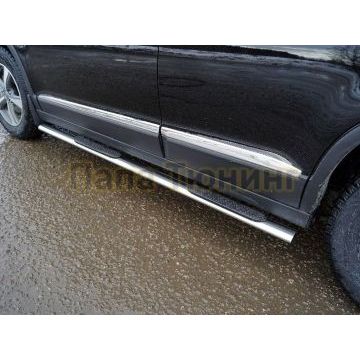 Пороги овальные с накладкой 75х42 мм ТСС для Haval M6 2023- Пороги овальные с накладкой 75х42 мм ТСС для Haval M6 2023-