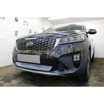 Защита радиатора Kia Sorento Prime 2017- chrome с датчиком ACC