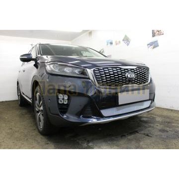 Защита радиатора Kia Sorento Prime 2017- chrome с датчиком ACC