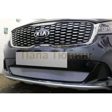 Защита радиатора Kia Sorento Prime 2017- chrome с датчиком ACC