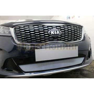 Защита радиатора Kia Sorento Prime 2017- chrome с датчиком ACC