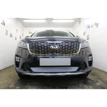 Защита радиатора Kia Sorento Prime 2017- chrome с датчиком ACC