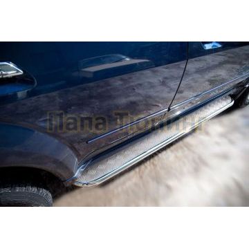 Пороги труба d42 c листом(Лист нерж,проф.нерж)(Вариант 3) РусСталь для Great Wall Hover H5 2010-2015