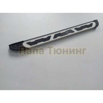 Пороги алюминиевые "Alfa Silver" 1900 серебристые Porsche  CAYENNE (2002-2007)