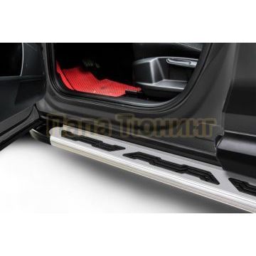 Пороги алюминиевые "Alfa Silver" 1900 серебристые Porsche  CAYENNE (2002-2007)