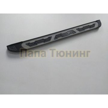 Пороги алюминиевые "Alfa Grafit" 1900 графитовые Porsche CAYENNE (2002-2007)