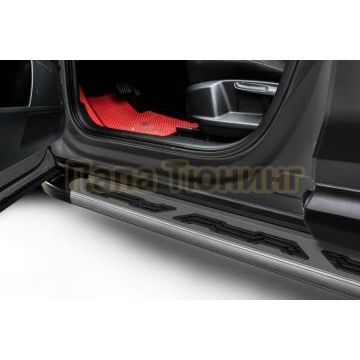 Пороги алюминиевые "Alfa Grafit" 1900 графитовые Porsche CAYENNE (2002-2007)