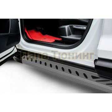 Пороги алюминиевые "Elite Grafit" 1900 графитовые Porsche CAYENNE (2002-2007)