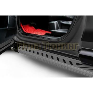 Пороги алюминиевые "Elite Grafit" 1900 графитовые Porsche CAYENNE (2002-2007)