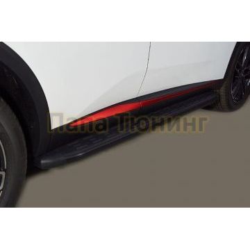 Пороги алюминиевые с пластиковой накладкой (карбон черные) 1720 мм ТСС для Changan CS55 plus 2WD 1.5T 2023-
