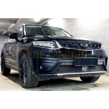 Защита радиатора Geely Tugella 2023- black низ с датчиками