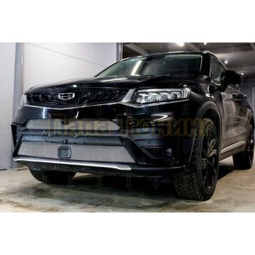 Защита радиатора Geely Tugella 2023- chrome низ с датчиками