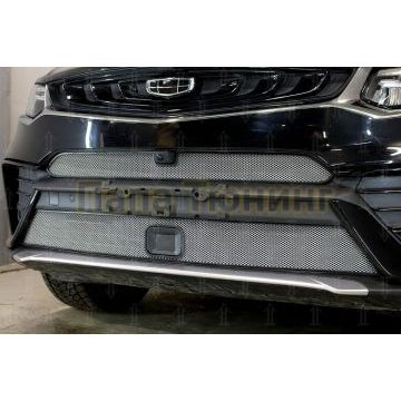 Защита радиатора Geely Tugella 2023- chrome низ с датчиками