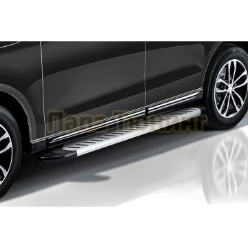 Пороги алюминиевые "Prestige Silver" 2000 серебристые Slitkoff для Volkswagen TERAMONT 2018-