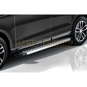 Пороги алюминиевые "Standart Silver" 2000 серебристые Slitkoff для Volkswagen TERAMONT 2018-