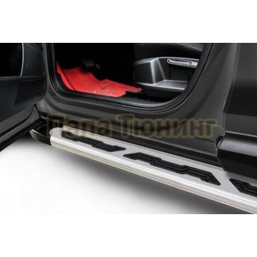 Пороги алюминиевые "Alfa Silver" 1700 серебристые Chery  TIGGO 7 (2016-2020)