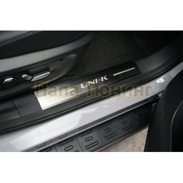 Накладки на пластиковые пороги (лист шлифованный надпись UNI-K) 2шт ТСС для Changan UNI-K 2.0 4WD 2023-