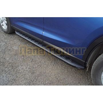 Пороги алюминиевые с пластиковой накладкой (карбон черные) 1720 мм ТСС для Gac GS5 1.5T 2WD 2020- Пороги алюминиевые с пластиковой накладкой (карбон черные) 1720 мм ТСС для Gac GS5 1.5T 2WD 2020-
