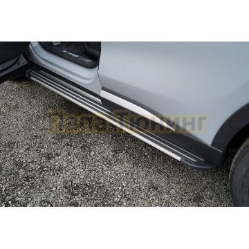 Пороги алюминиевые Slim Line Silver 1820 мм ТСС для Exeed RX 2.0L 4WD 2023-