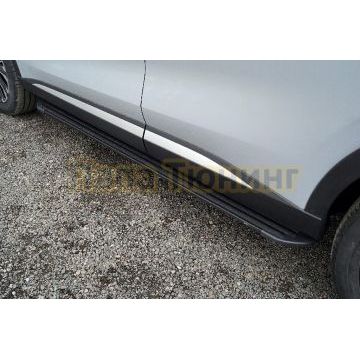 Пороги алюминиевые Slim Line Black 1820 мм ТСС для Exeed RX 2.0L 4WD 2023-