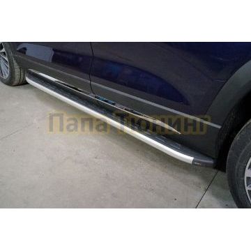 Пороги алюминиевые с пластиковой накладкой 1920 мм ТСС для Jetour X90 Plus 2WD 2023 Пороги алюминиевые с пластиковой накладкой 1920 мм ТСС для Jetour X90 Plus 2WD 2023