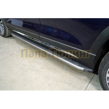 Пороги алюминиевые с пластиковой накладкой (карбон серые) 1920 мм ТСС для Jetour X90 Plus 2WD 2023 Пороги алюминиевые с пластиковой накладкой (карбон серые) 1920 мм ТСС для Jetour X90 Plus 2WD 2023