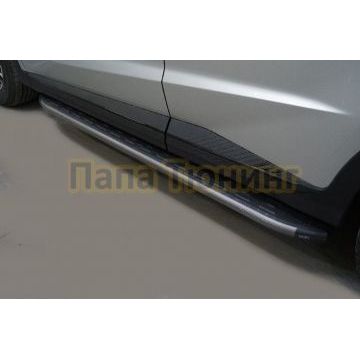 Пороги алюминиевые с пластиковой накладкой (карбон серые) 1720 мм ТСС для Jetour X70 Plus 2023- Пороги алюминиевые с пластиковой накладкой (карбон серые) 1720 мм ТСС для Jetour X70 Plus 2023-