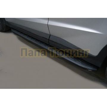 Пороги алюминиевые с пластиковой накладкой (карбон черные) 1720 мм ТСС для Jetour X70 Plus 2023- Пороги алюминиевые с пластиковой накладкой (карбон черные) 1720 мм ТСС для Jetour X70 Plus 2023-