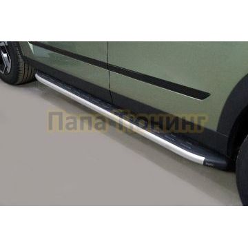 Пороги алюминиевые с пластиковой накладкой 1720 мм ТСС для Jaecoo J7 1.6T 2WD 2023-