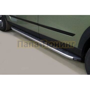 Пороги алюминиевые с пластиковой накладкой (карбон серебро) 1720 мм ТСС для Jaecoo J7 1.6T 2WD 2023-
