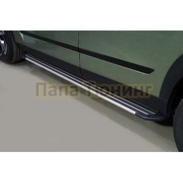 Пороги алюминиевые "Slim Line Silver" 1720 мм ТСС для Jaecoo J7 1.6T 2WD 2023-