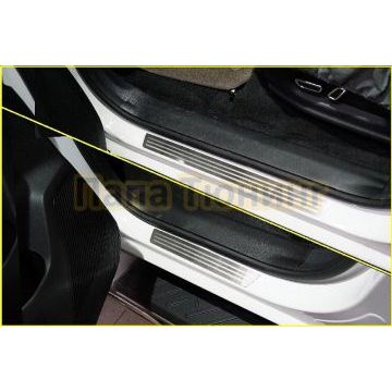 Накладки на пороги (лист шлифованный с полосой) 4шт ТСС для Changan Hunter Plus 2023-