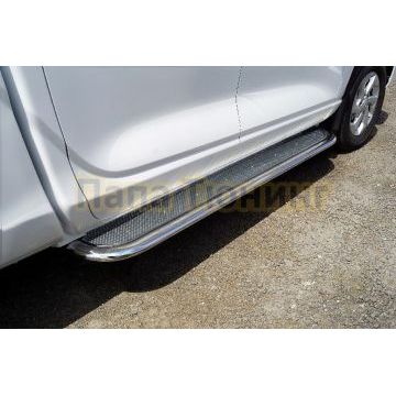 Пороги с площадкой (нерж. лист) 75х42 мм ТСС для Changan Hunter Plus 2023- Пороги с площадкой (нерж. лист) 75х42 мм ТСС для Changan Hunter Plus 2023-