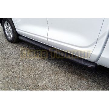 Пороги алюминиевые с пластиковой накладкой (карбон черные) 1920 мм ТСС для Changan Hunter Plus 2023- Пороги алюминиевые с пластиковой накладкой (карбон черные) 1920 мм ТСС для Changan Hunter Plus 2023-