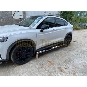 Защита порогов d76 с проступью Slitkoff для Geely Tugella 2020- Защита порогов d76 с проступью Slitkoff для Geely Tugella 2020-