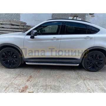 Защита порогов d57 с листом Slitkoff для Geely Tugella 2020-