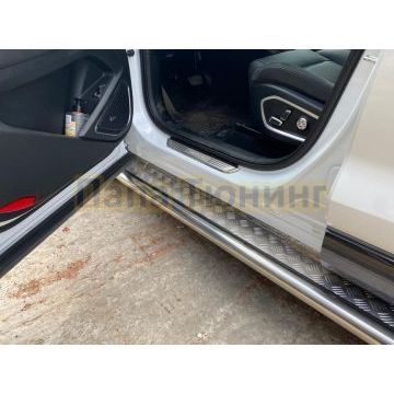 Защита порогов d57 с листом Slitkoff для Geely Tugella 2020-