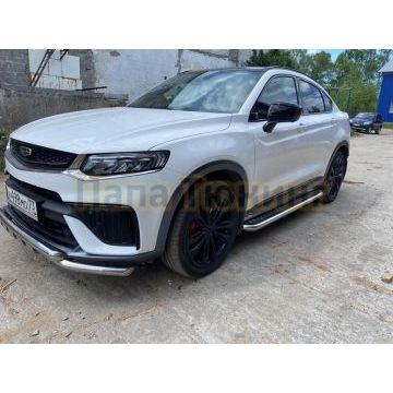 Защита порогов d57 с листом Slitkoff для Geely Tugella 2020-